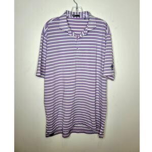 Turtleson golf purple white striped short sleeve polo shirt - large
